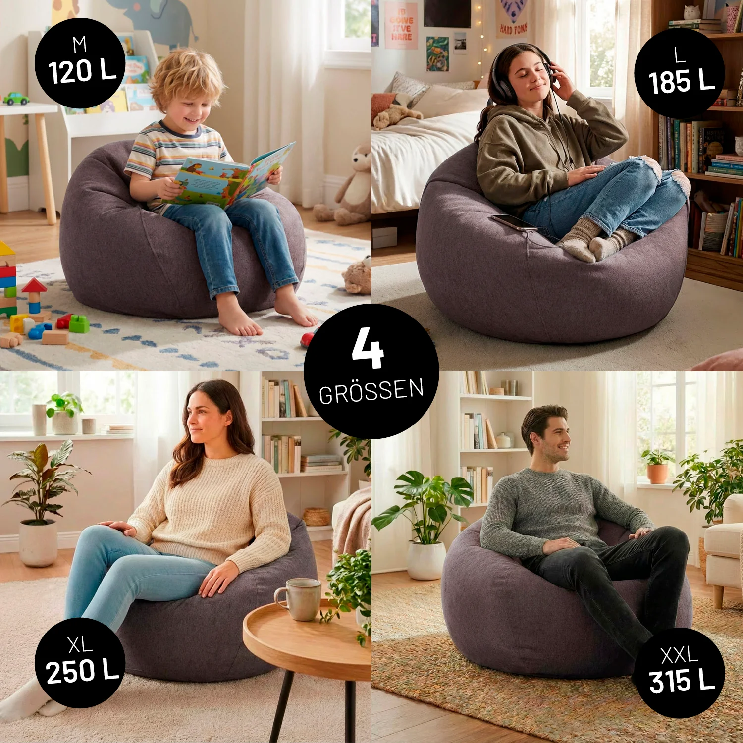 Comfort Line Sitzsack XXL - 315 L - Dunkelgrau - Image 4