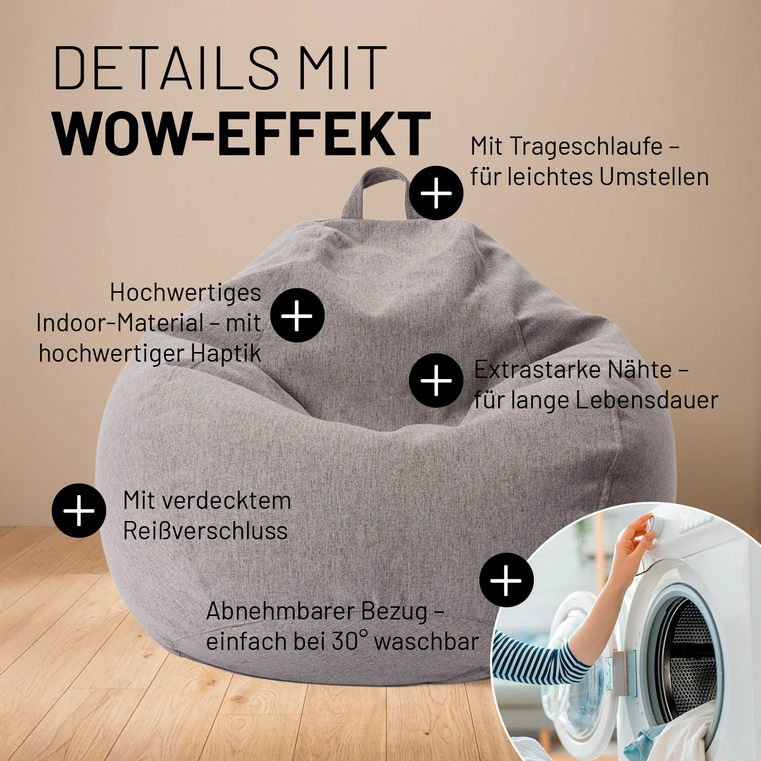 Comfort Line Sitzsack XXL - 315 L - Hellgrau - Image 5