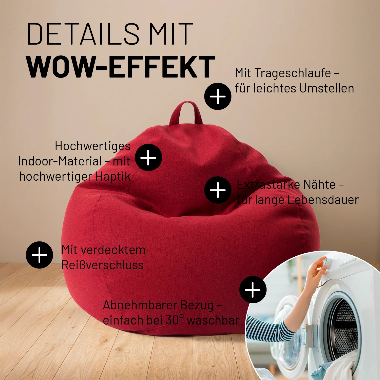 Comfort Line Sitzsack XXL - 315 L - Rot - Image 5