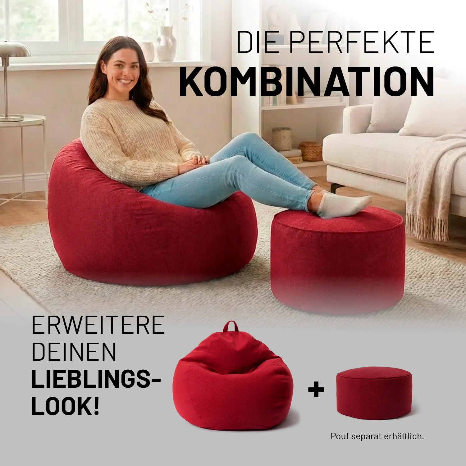 Comfort Line Sitzsack XXL - 315 L - Rot - Image 9