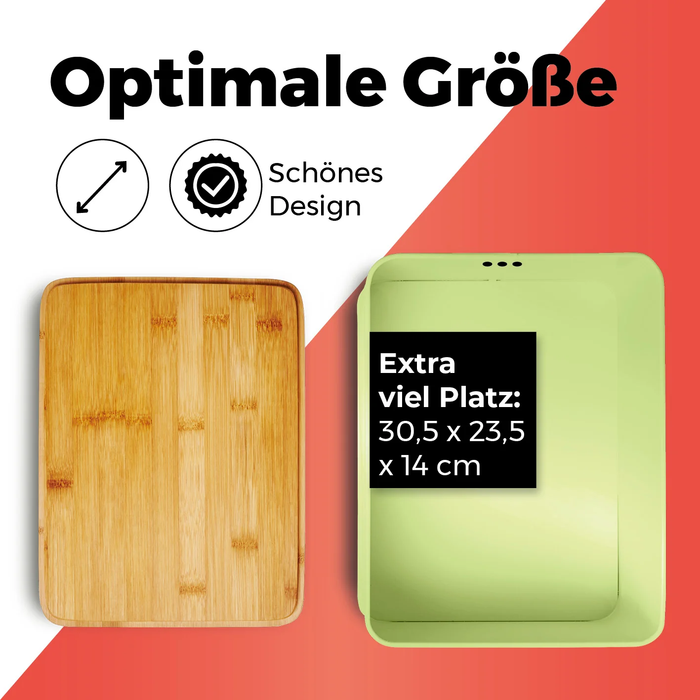 Cuisine Brotkasten aus Metall mit Bambus Deckel - Rechteckig 30,5 x 23,5 x 14 cm - Mintgrün - Image 4