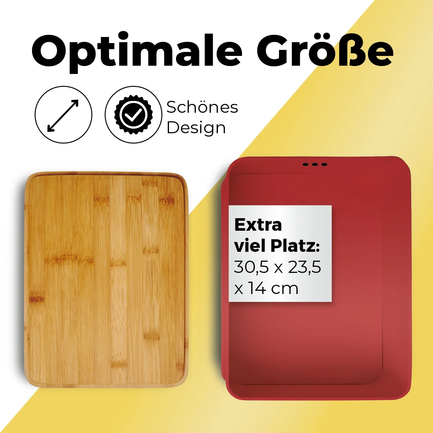 Cuisine Brotkasten aus Metall mit Bambus Deckel - Rechteckig 30,5 x 23,5 x 14 cm - Rot - Image 4