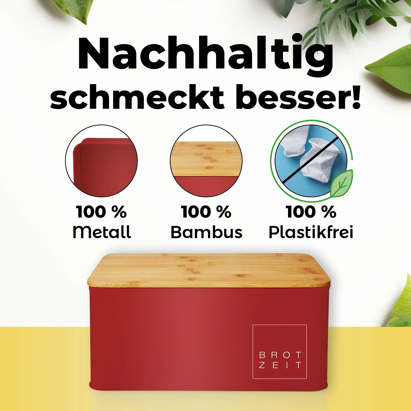 Cuisine Brotkasten aus Metall mit Bambus Deckel - Rechteckig 30,5 x 23,5 x 14 cm - Rot - Image 7