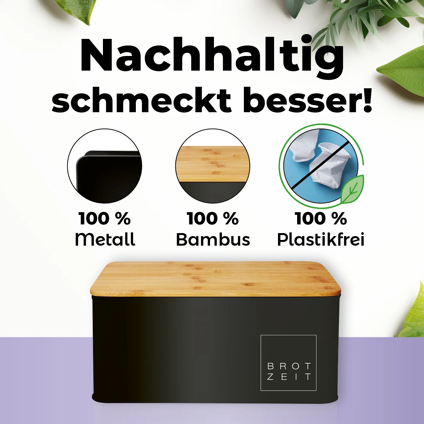 Cuisine Brotkasten aus Metall mit Bambus Deckel - Rechteckig 30,5 x 23,5 x 14 cm - Schwarz - Image 7