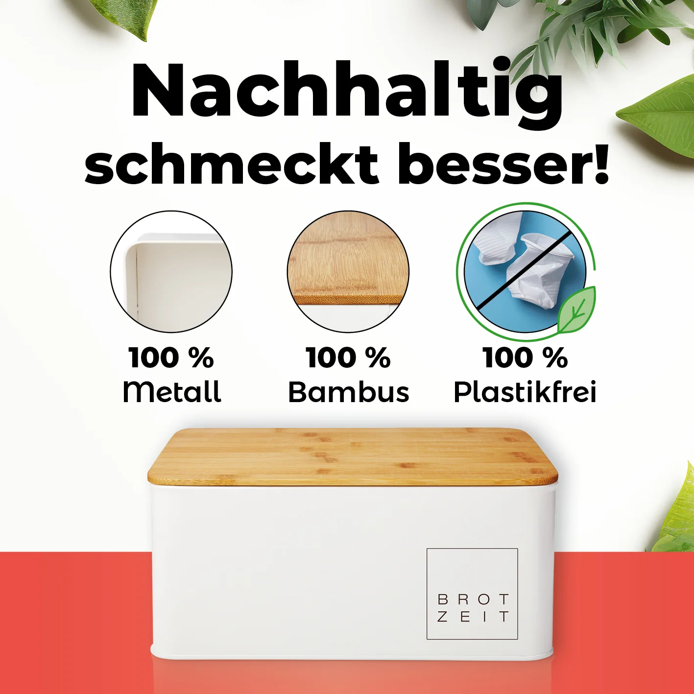 Cuisine Brotkasten aus Metall mit Bambus Deckel - Rechteckig 30,5 x 23,5 x 14 cm - Weiß - Image 7