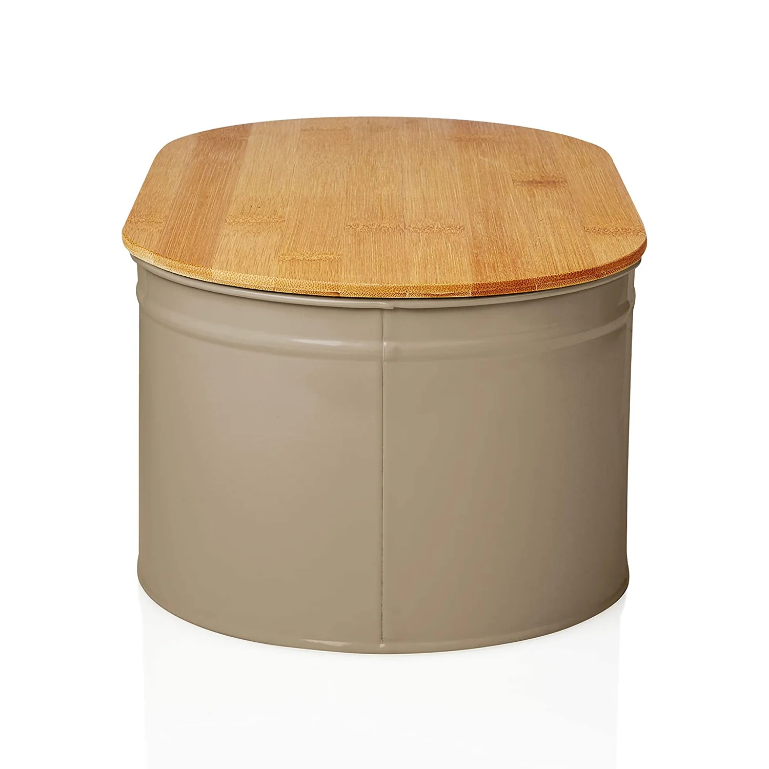 Cuisine Brotkasten aus Metall mit Bambus Deckel - Oval 36 x 20 x 13,8 cm - Grau - Image 6