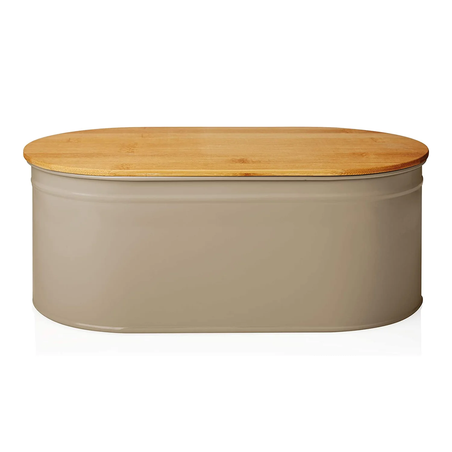 Cuisine Brotkasten aus Metall mit Bambus Deckel - Oval 36 x 20 x 13,8 cm - Grau - Image 9