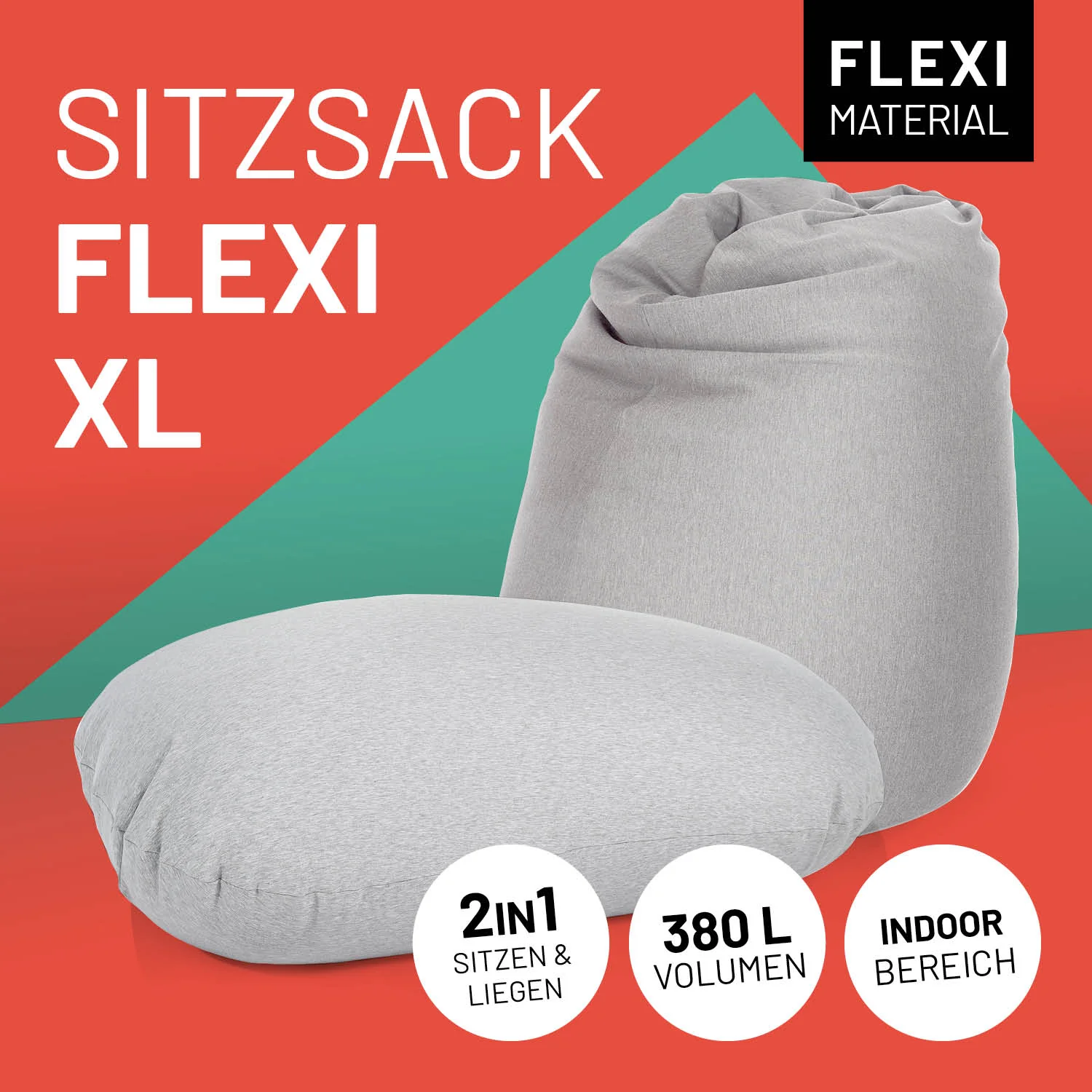 Flexi Comfort Sitzsack (380 L) - indoor - Hellgrau - Image 2