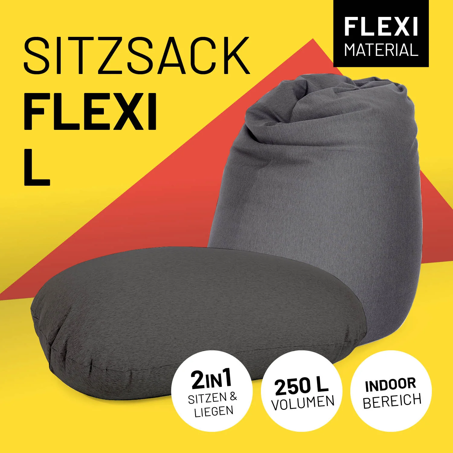 Flexi Comfort Sitzsack (320 L) - indoor - Dunkelgrau - Image 2
