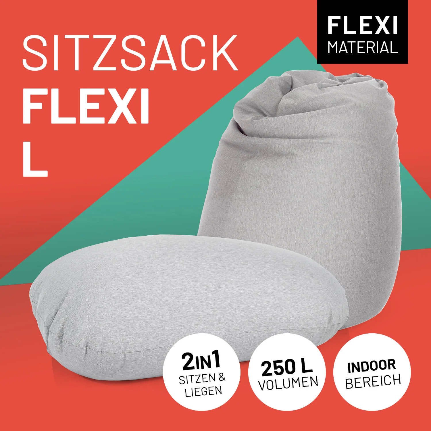 Flexi Comfort Sitzsack (320 L) - indoor - Hellgrau - Image 2