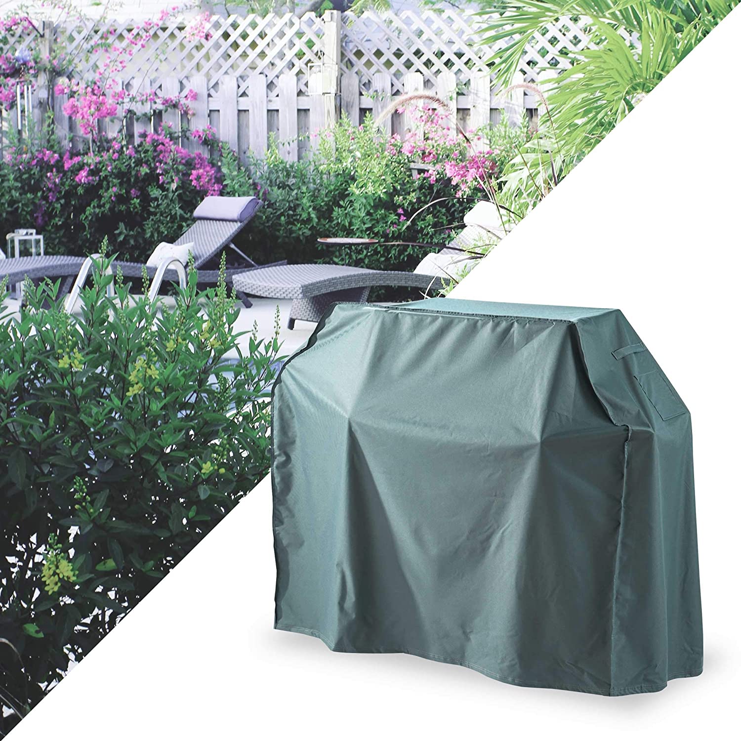 Gartenmöbelabdeckung Grill Abdeckhaube - 165 x 63 x 125 - Grün/Grau - Image 10