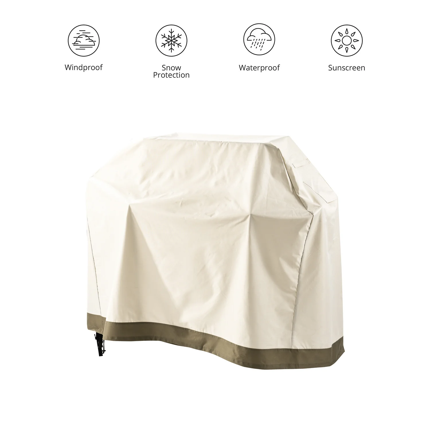 Gartenmöbelabdeckung Grill Abdeckhaube - 183 x 68 x 133 cm - Beige - Image 2
