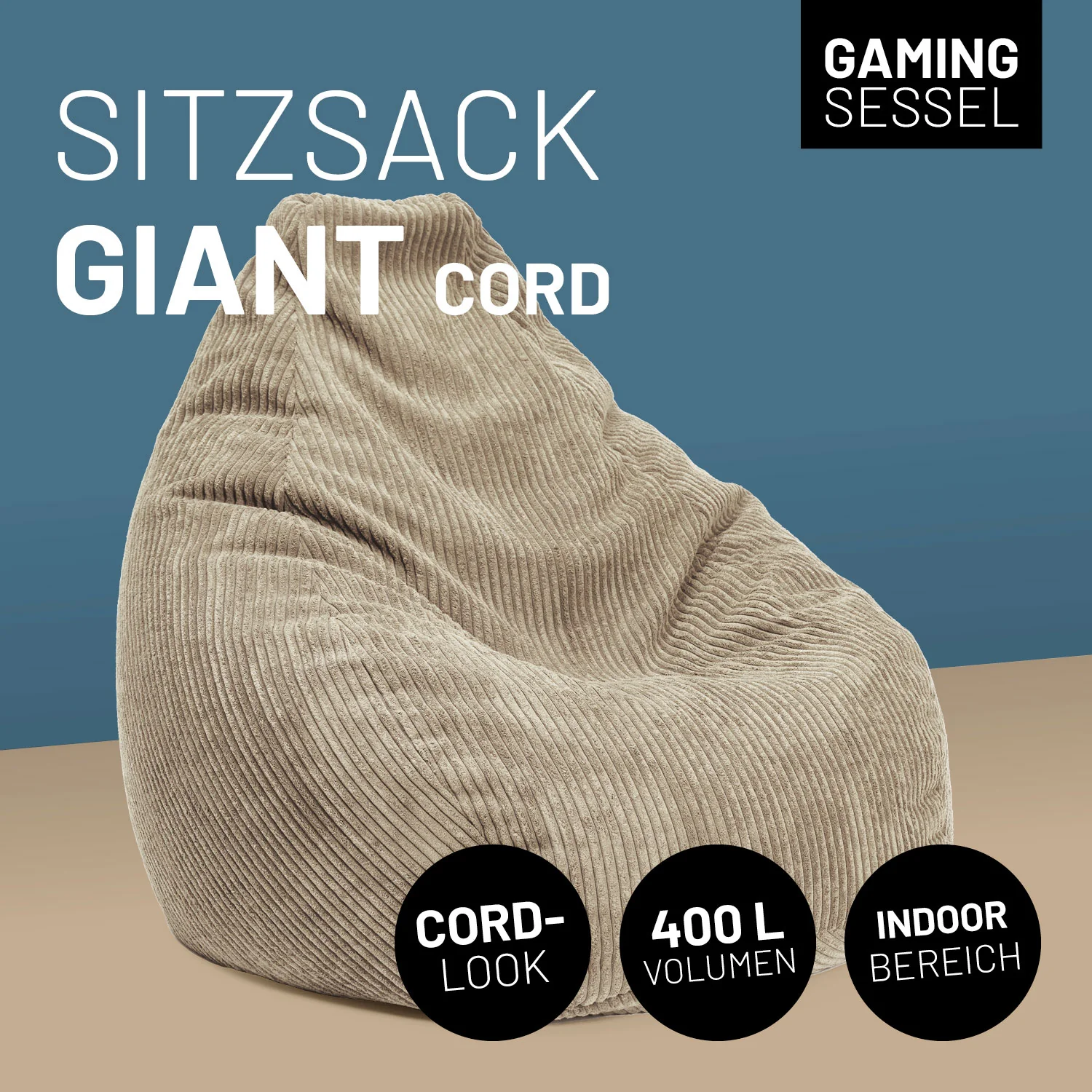Sitzsack GIANT aus der Cord-Reihe - Beige - Image 2
