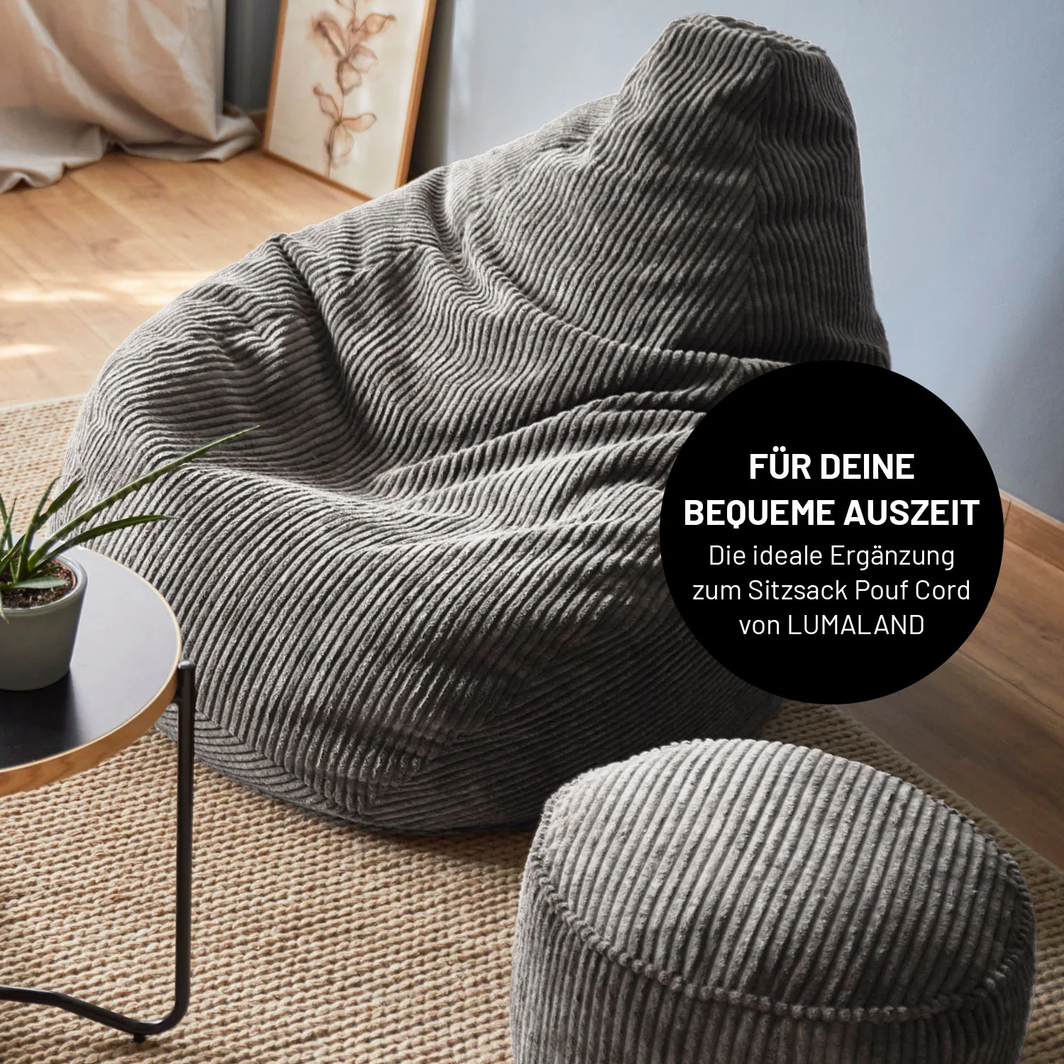 Sitzsack GIANT aus der Cord-Reihe - Beige - Image 7