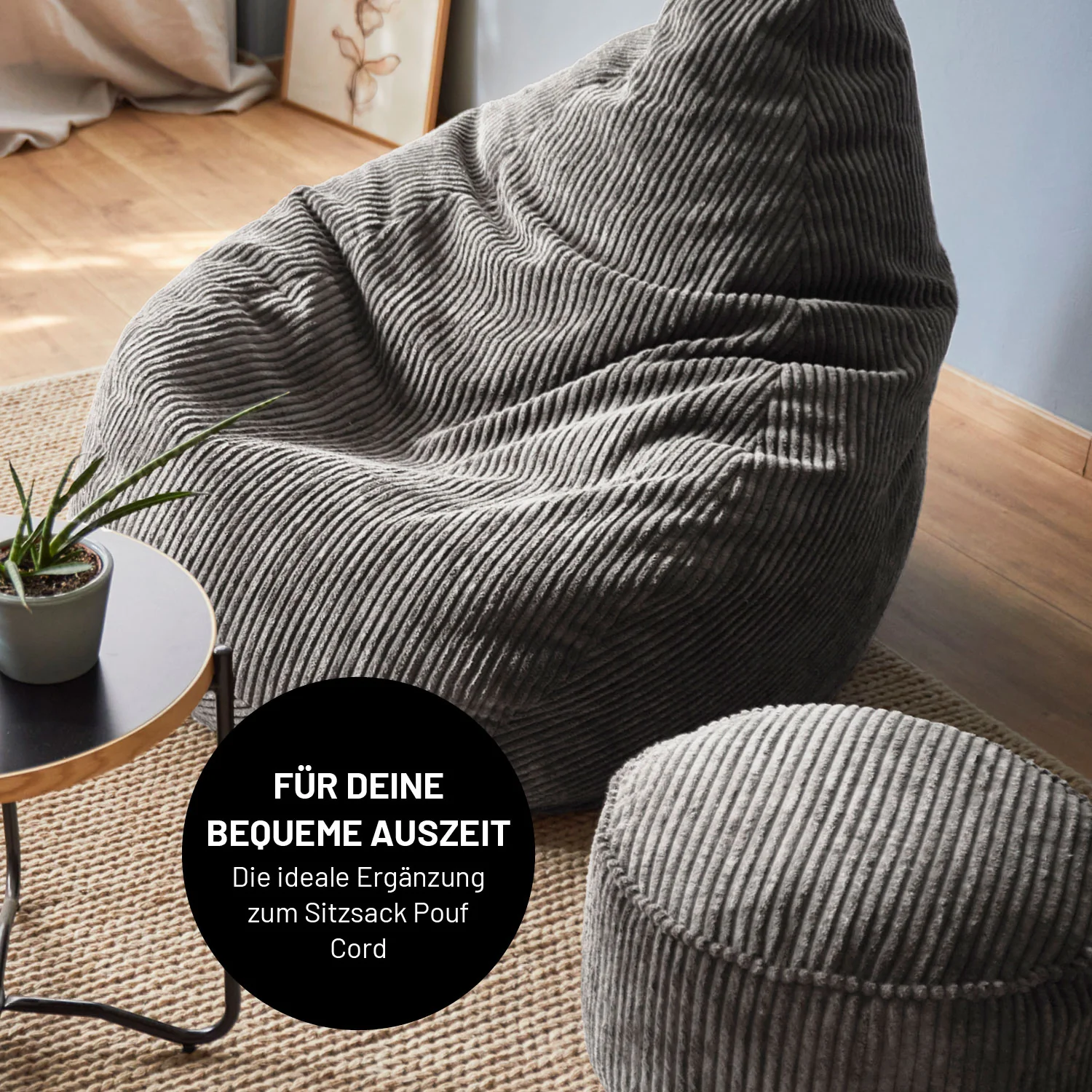 Sitzsack GIANT aus der Cord-Reihe - Grau - Image 7