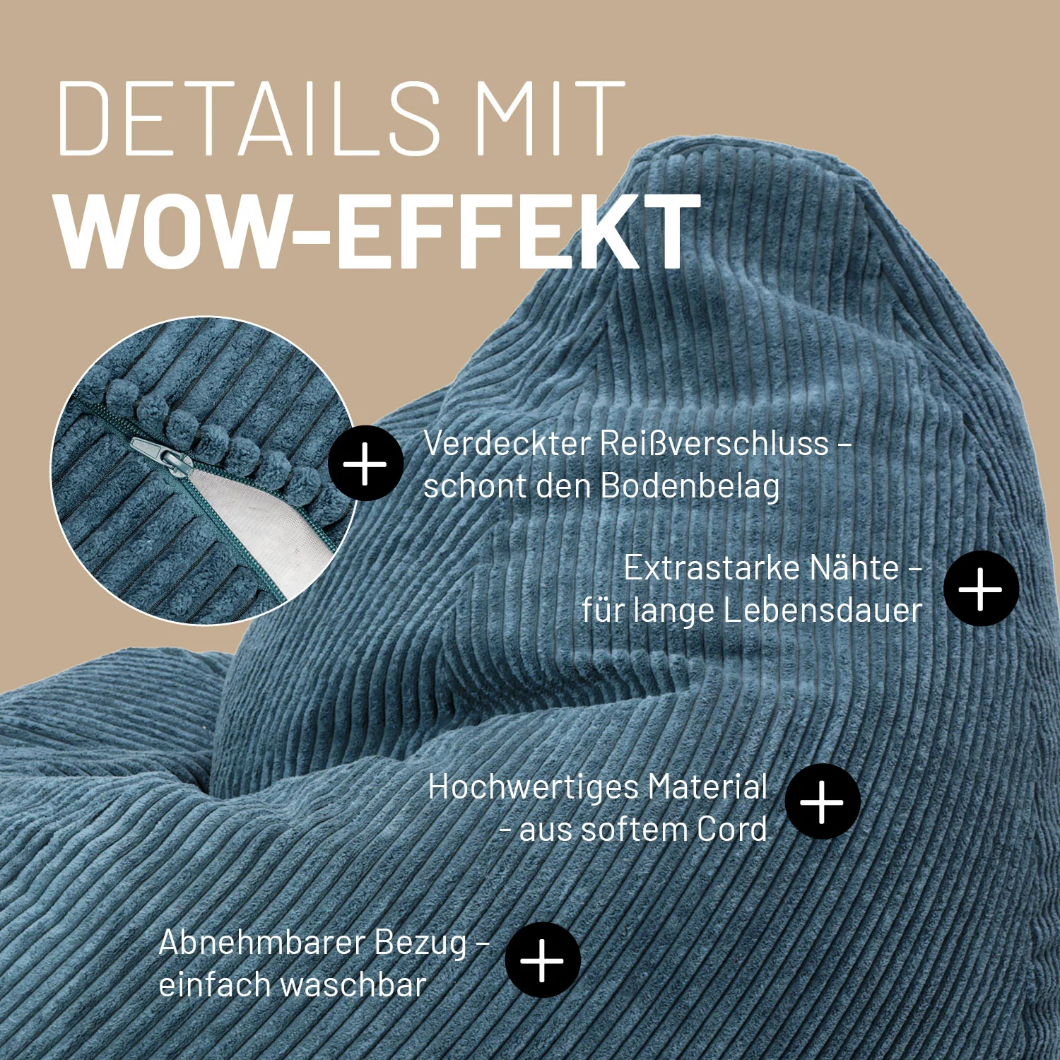 Sitzsack GIANT aus der Cord-Reihe - Navyblau - Image 4