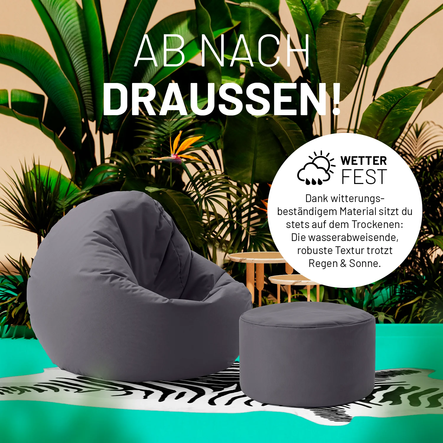 Sitzsack-Hocker/Pouf (50 L) - indoor & outdoor - Anthrazit - Image 6