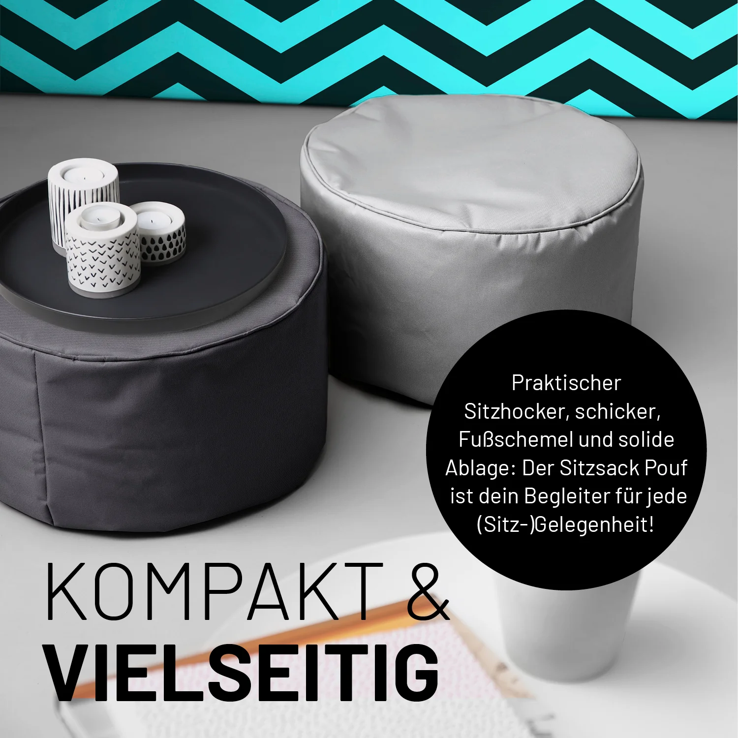 Sitzsack-Hocker/Pouf (50 L) - indoor & outdoor - Anthrazit - Image 7