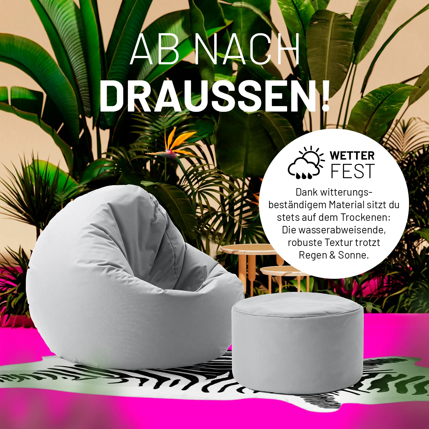 Sitzsack-Hocker/Pouf (50 L) - indoor & outdoor - Silbergrau - Image 15