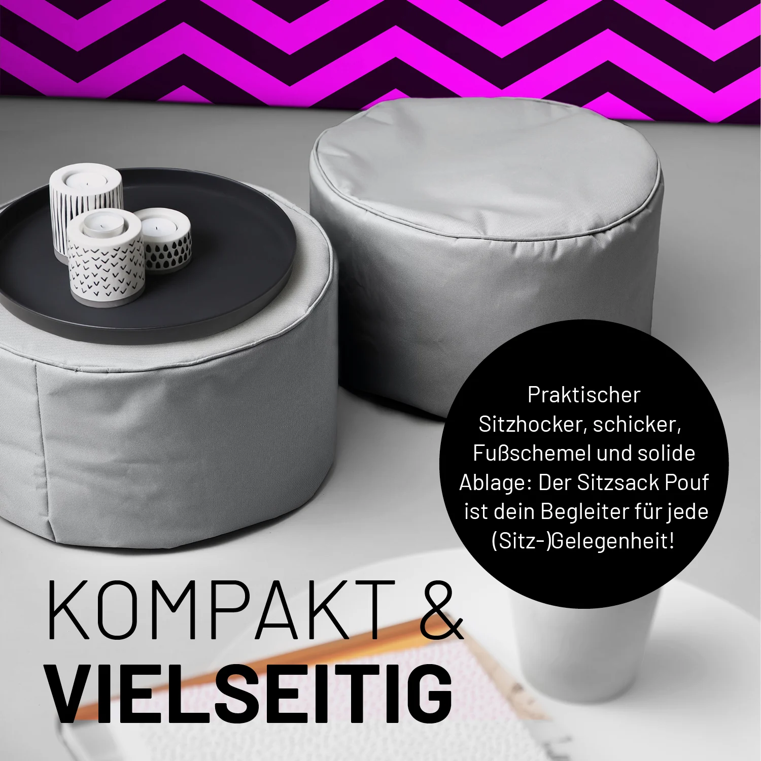 Sitzsack-Hocker/Pouf (50 L) - indoor & outdoor - Silbergrau - Image 7