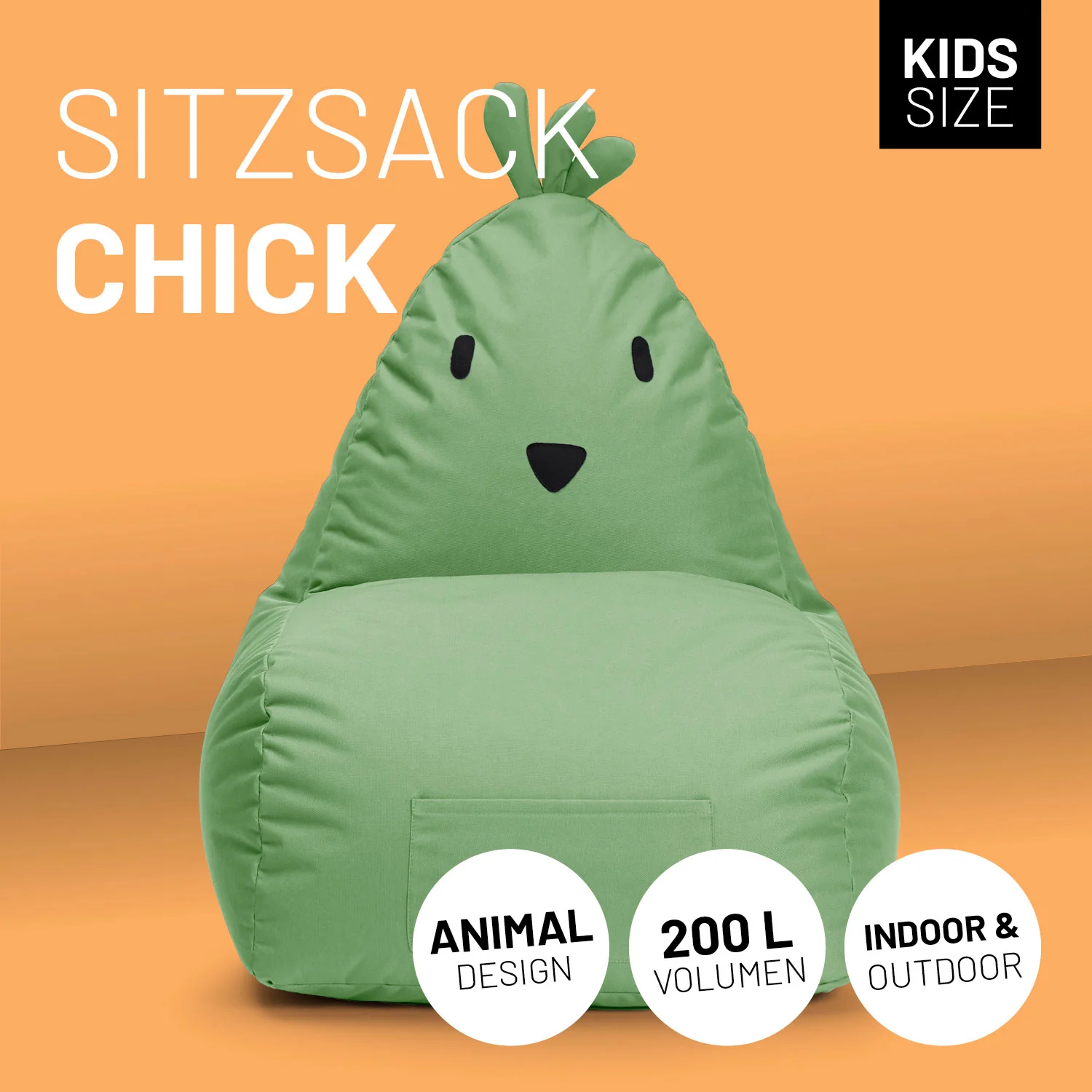 Kindersitzsack Animal Line Chick (200 L) - indoor & outdoor - Pastell Grün - Image 2