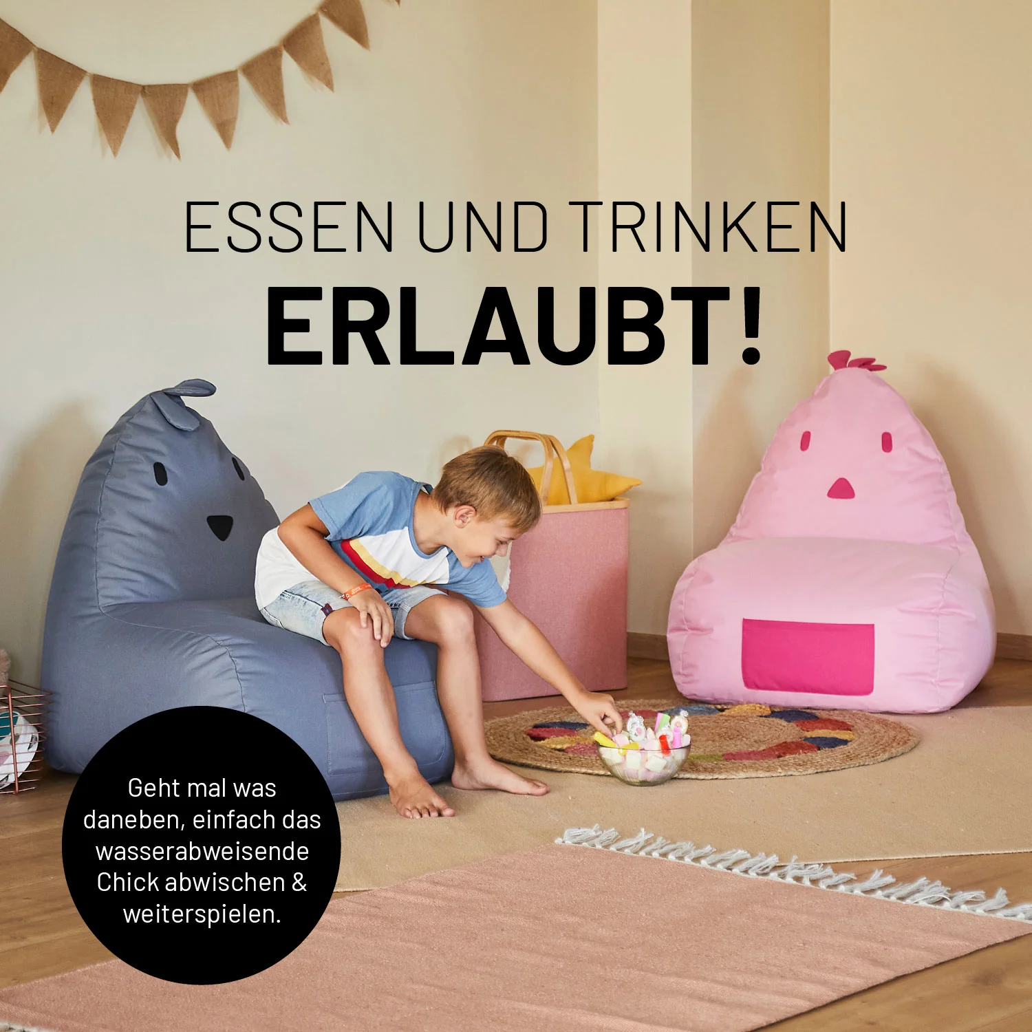 Kindersitzsack Animal Line Chick (200 L) - indoor & outdoor - Pastell Grün - Image 3