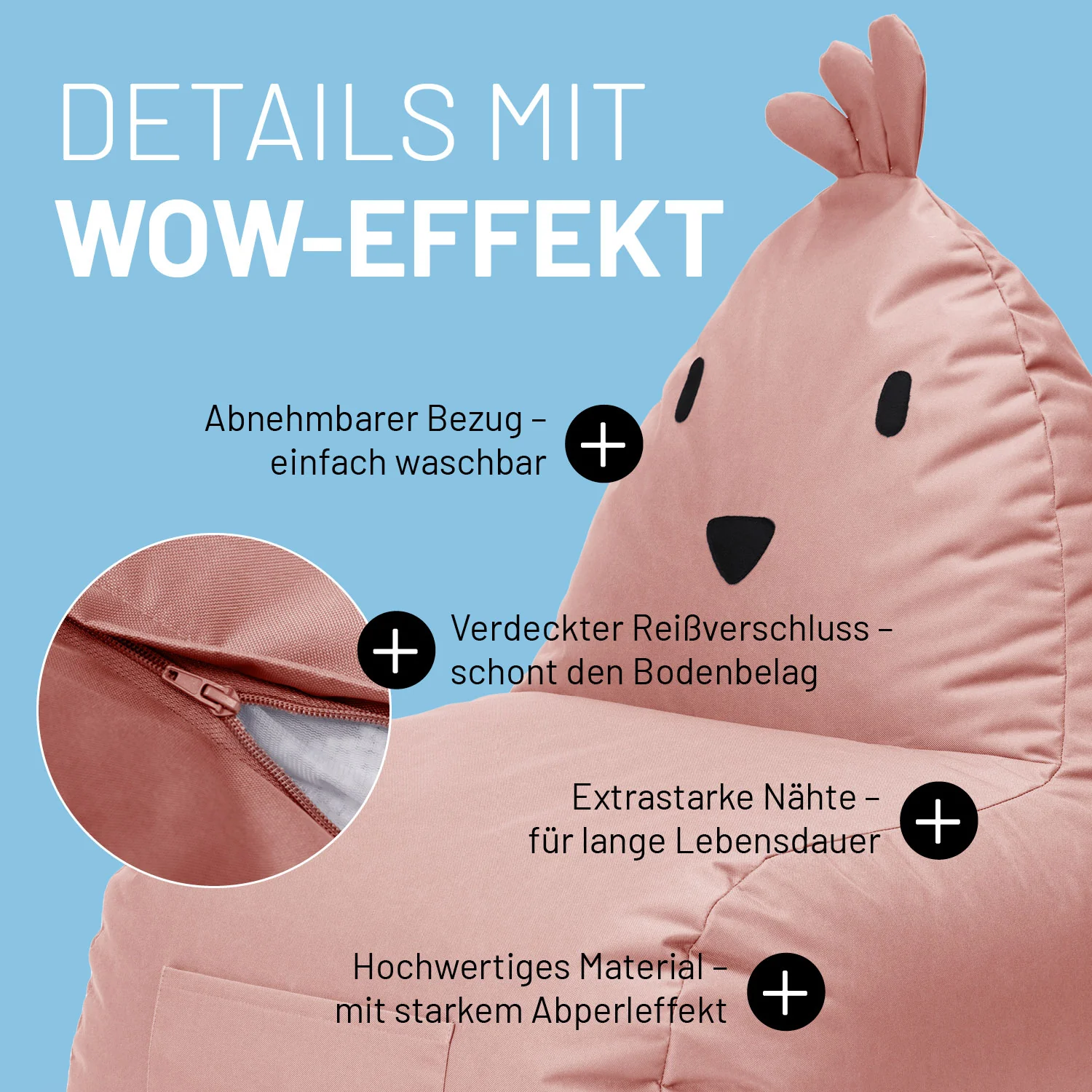 Kindersitzsack Animal Line Chick (200 L) - indoor & outdoor - Pastell Pink - Image 6