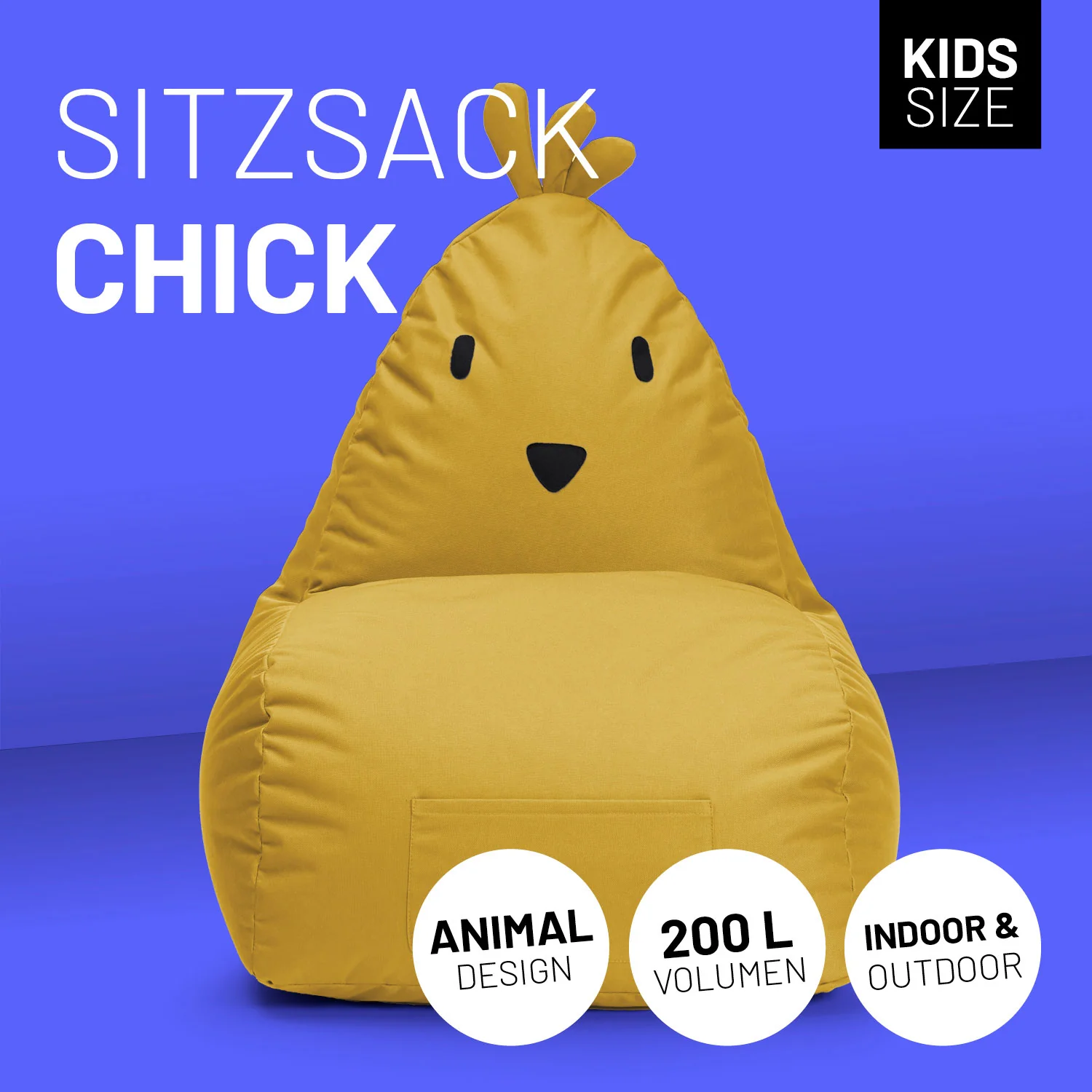Kindersitzsack Animal Line Chick (200 L) - indoor & outdoor - Senfgelb - Image 2