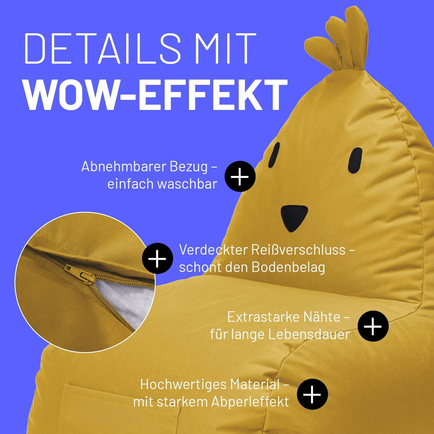 Kindersitzsack Animal Line Chick (200 L) - indoor & outdoor - Senfgelb - Image 6