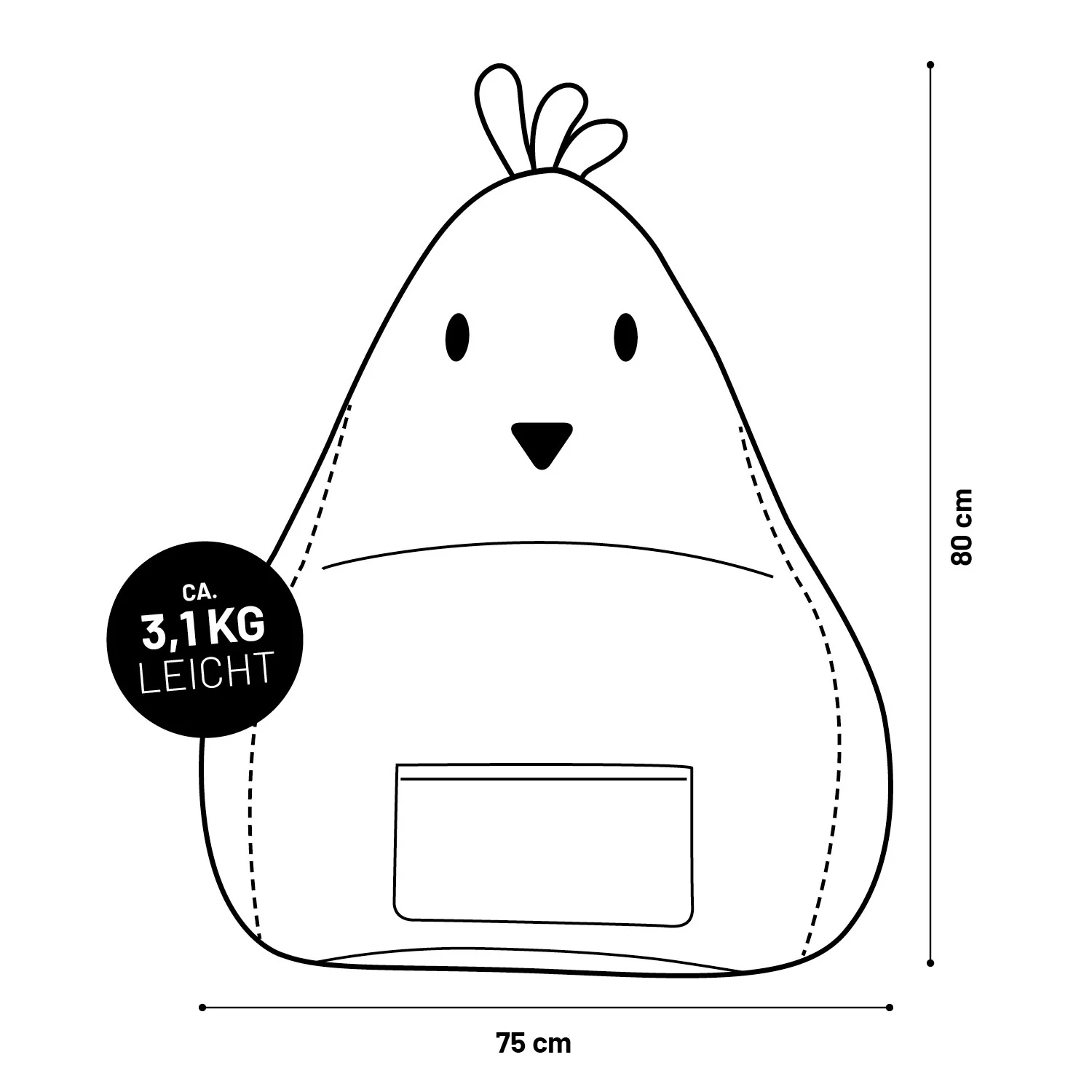 Kindersitzsack Animal Line Chick (200 L) - indoor & outdoor - Senfgelb - Image 9