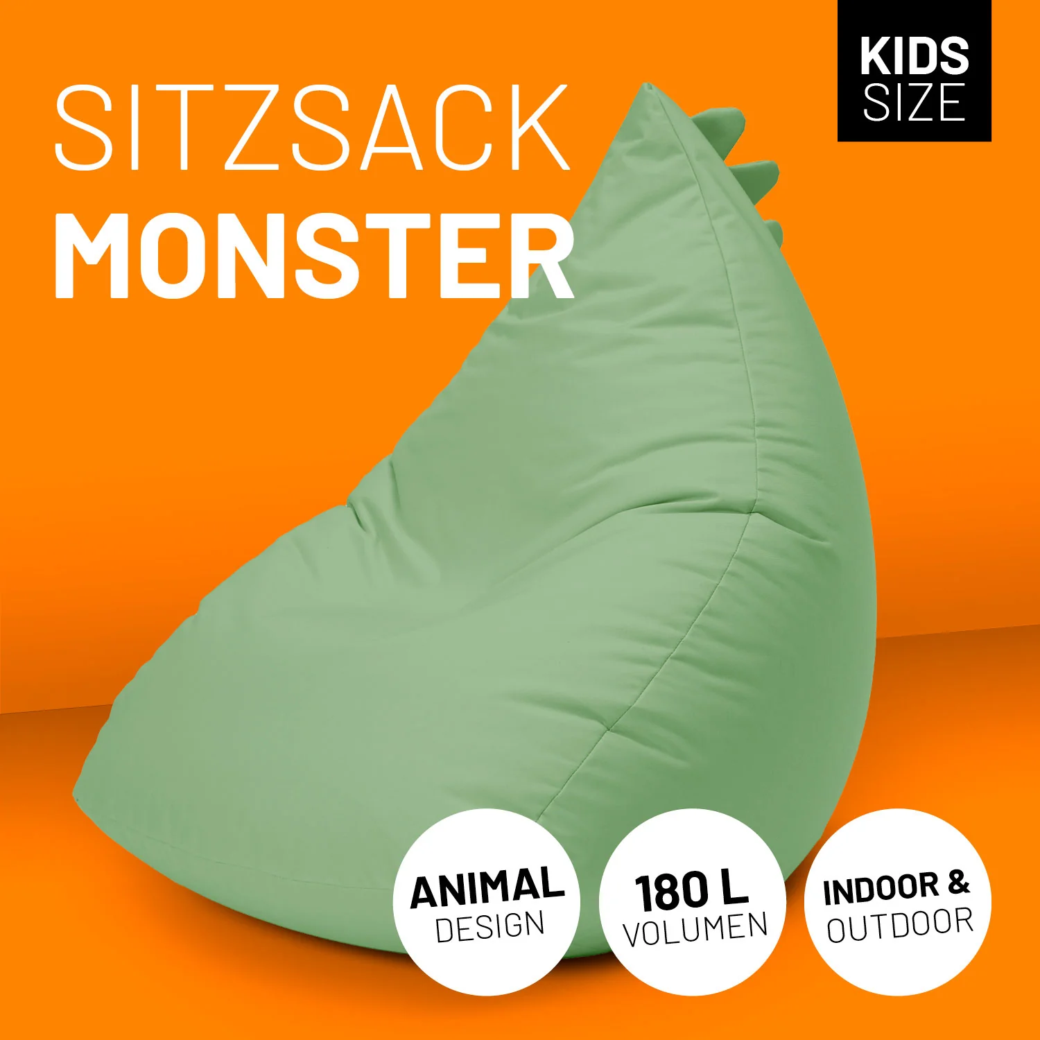 Kindersitzsack Animal Line Monster (180 L) - indoor & outdoor - Pastell Grün - Image 2