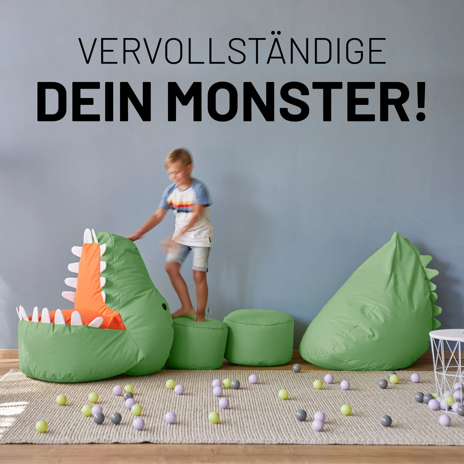 Kindersitzsack Animal Line Monster (180 L) - indoor & outdoor - Pastell Grün - Image 3