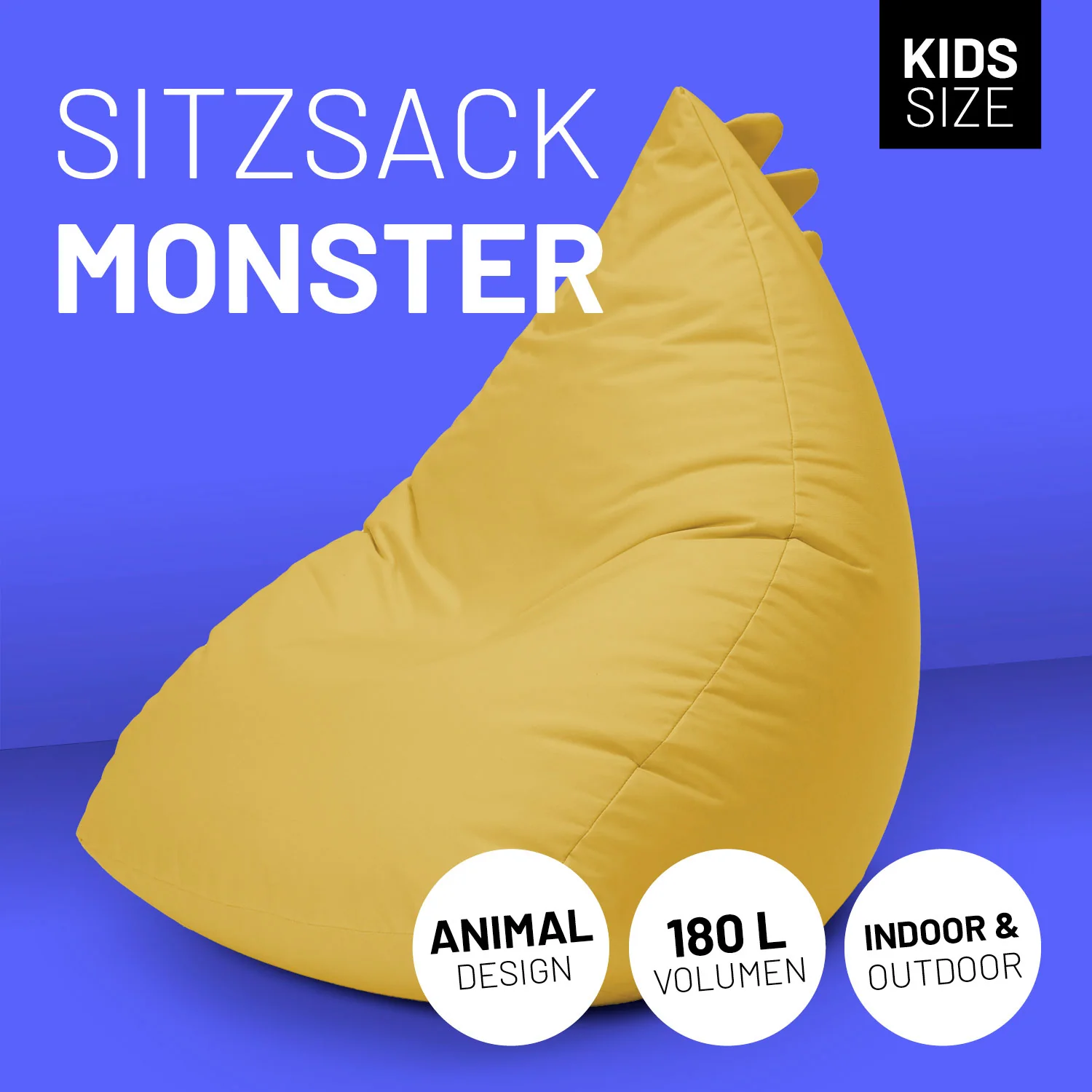Kindersitzsack Animal Line Monster (180 L) - indoor & outdoor - Senfgelb - Image 2