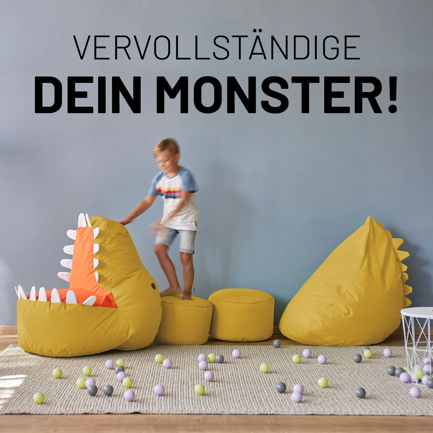 Kindersitzsack Animal Line Monster (180 L) - indoor & outdoor - Senfgelb - Image 3