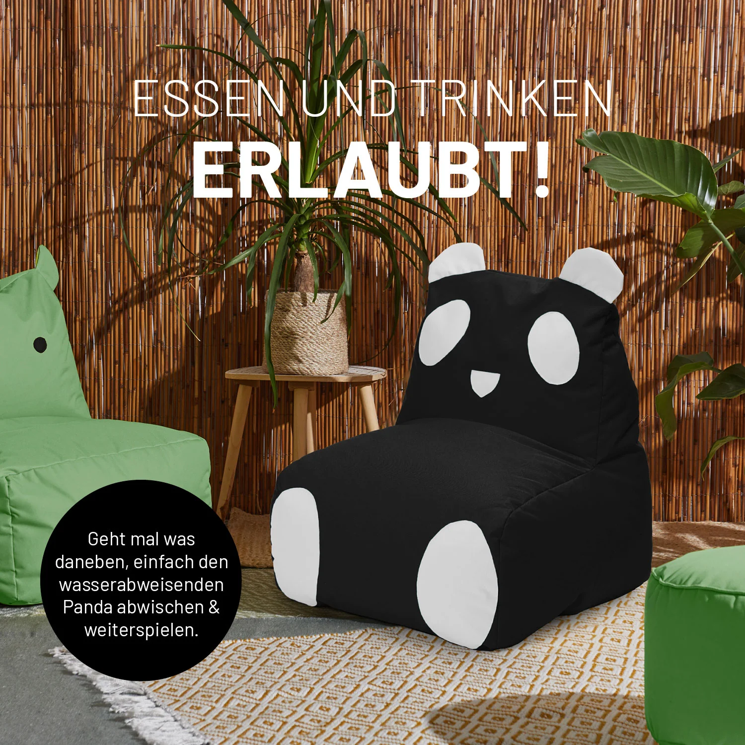 Kindersitzsack Animal Line Panda (180 L) - indoor & outdoor - Schwarz/Weiß - Image 5