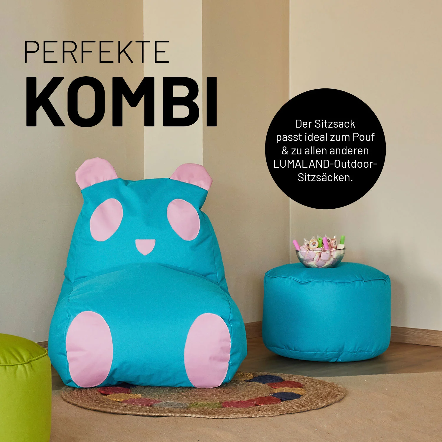 Kindersitzsack Animal Line Panda (180 L) - indoor & outdoor - Schwarz/Weiß - Image 7