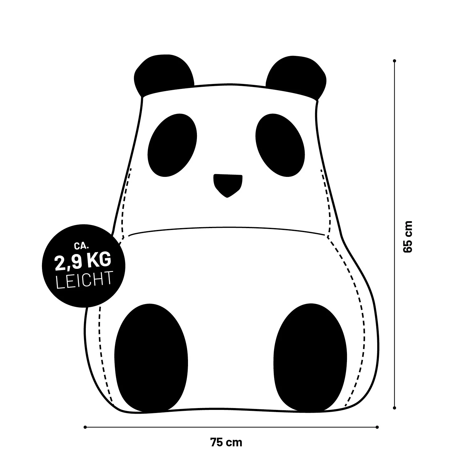 Kindersitzsack Animal Line Panda (180 L) - indoor & outdoor - Schwarz/Weiß - Image 9