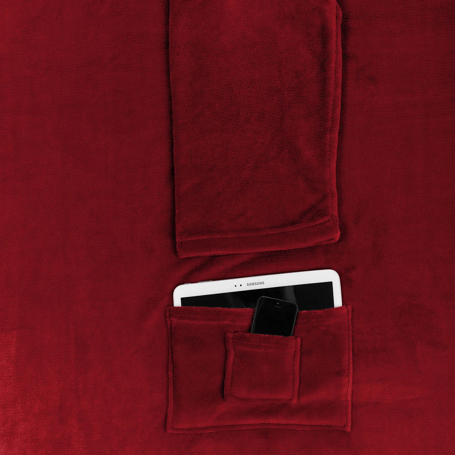 Kuscheldecke - 170 x 200 cm - 50 cm Fußtasche - Sofadecke & Tagesdecke - Bordeaux - Image 6
