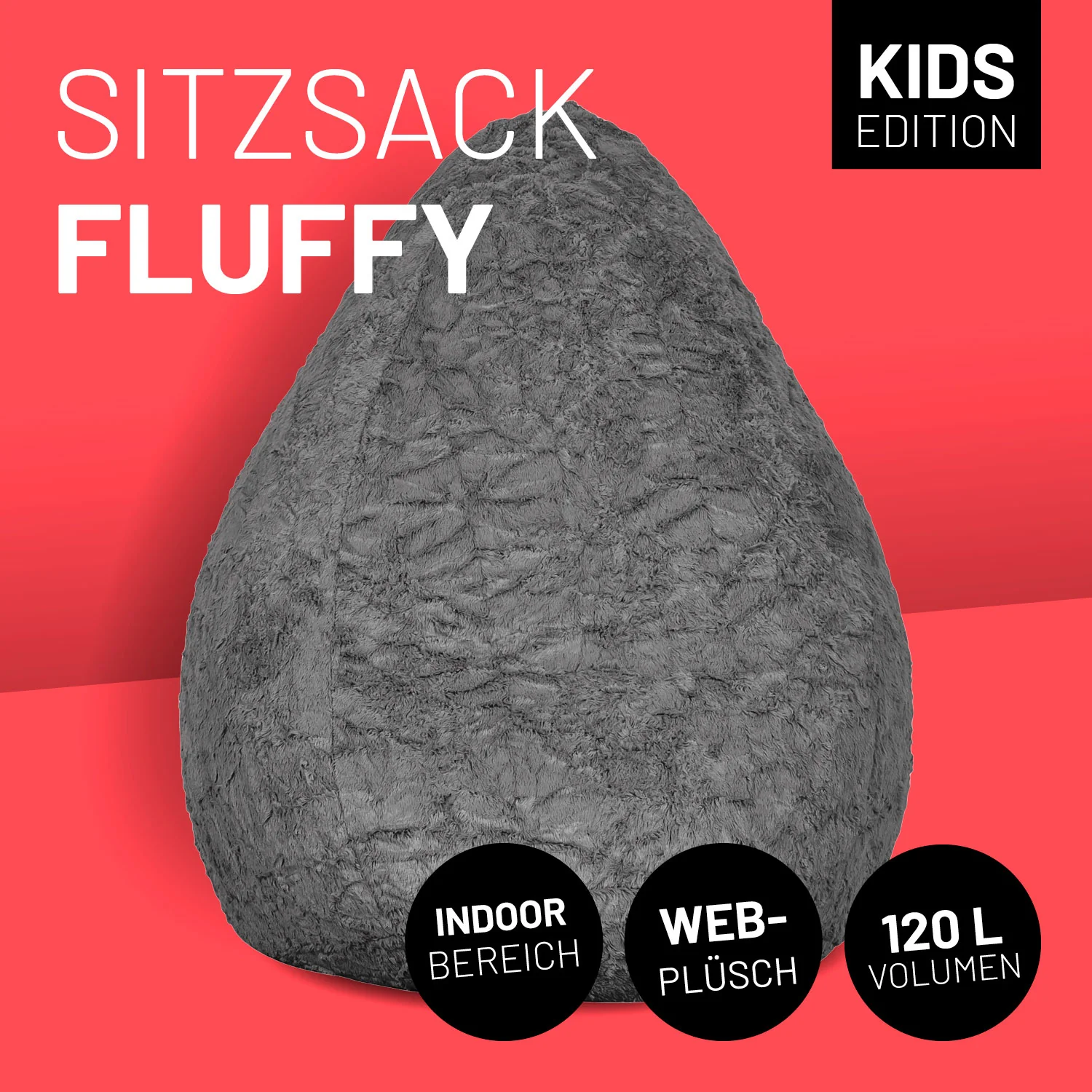 Luxury Fluffy Sitzsack (120 L) - indoor - Grau - Image 2