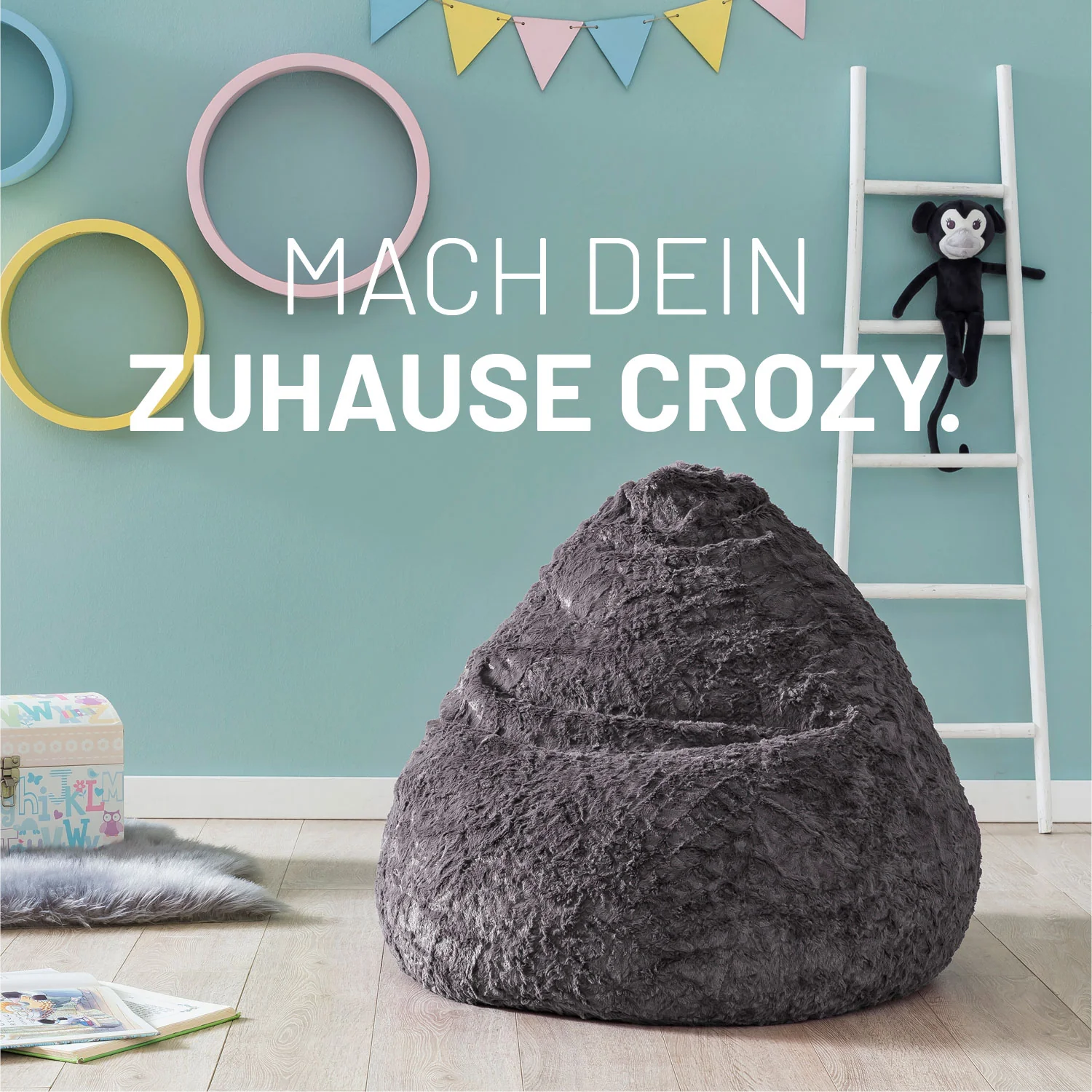 Luxury Fluffy Sitzsack (120 L) - indoor - Grau - Image 3