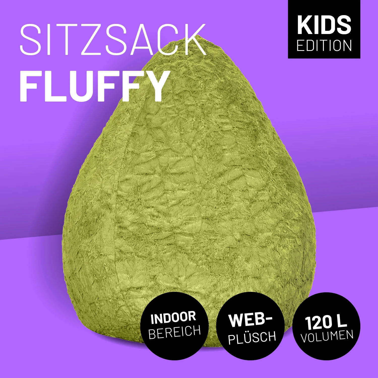 Luxury Fluffy Sitzsack (120 L) - indoor - Grün - Image 2