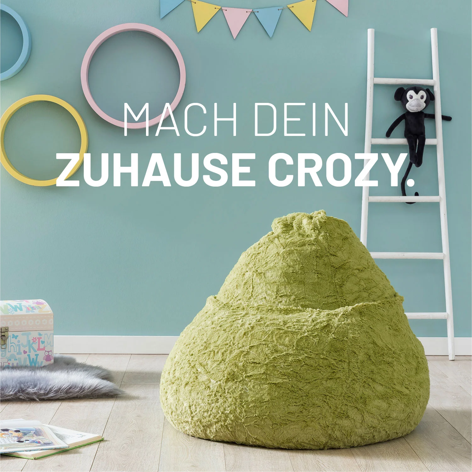 Luxury Fluffy Sitzsack (120 L) - indoor - Grün - Image 3