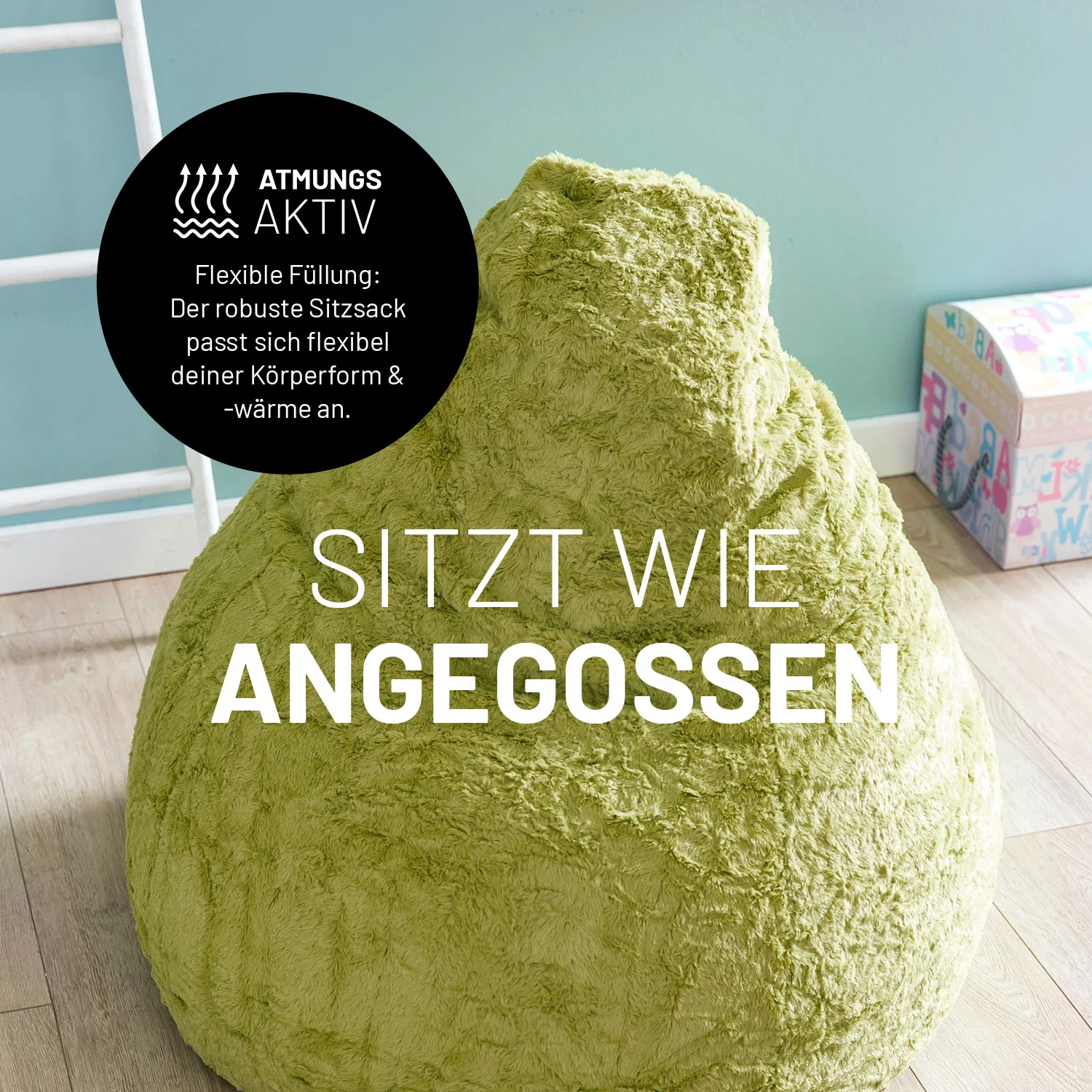 Luxury Fluffy Sitzsack (120 L) - indoor - Grün - Image 6