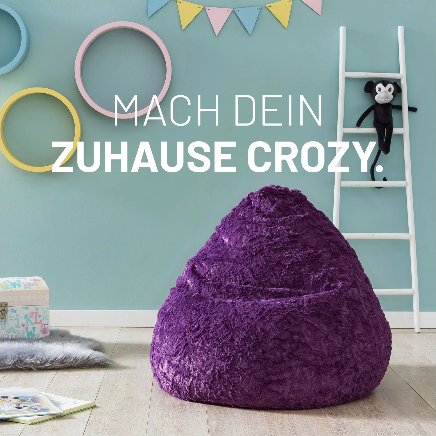 Luxury Fluffy Sitzsack (120 L) - indoor - Lila - Image 3