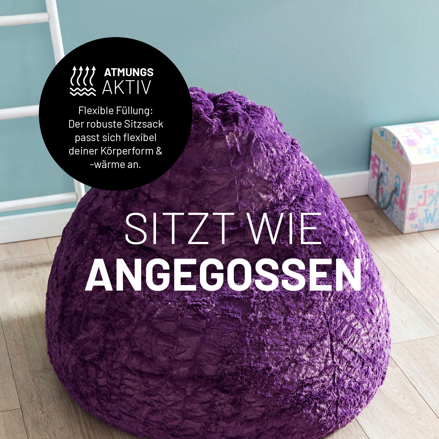 Luxury Fluffy Sitzsack (120 L) - indoor - Lila - Image 6