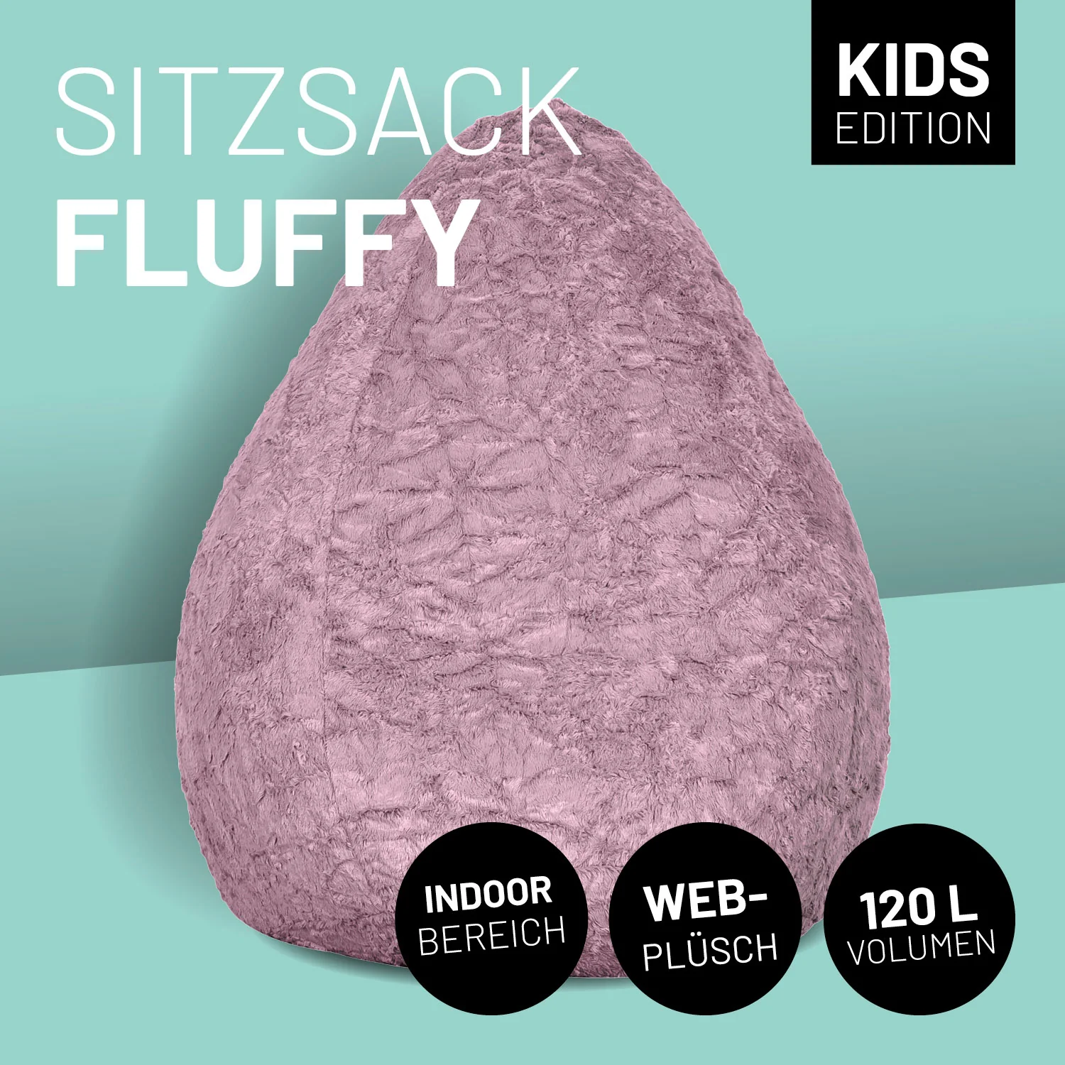 Luxury Fluffy Sitzsack (120 L) - indoor - Pastel Pink - Image 2
