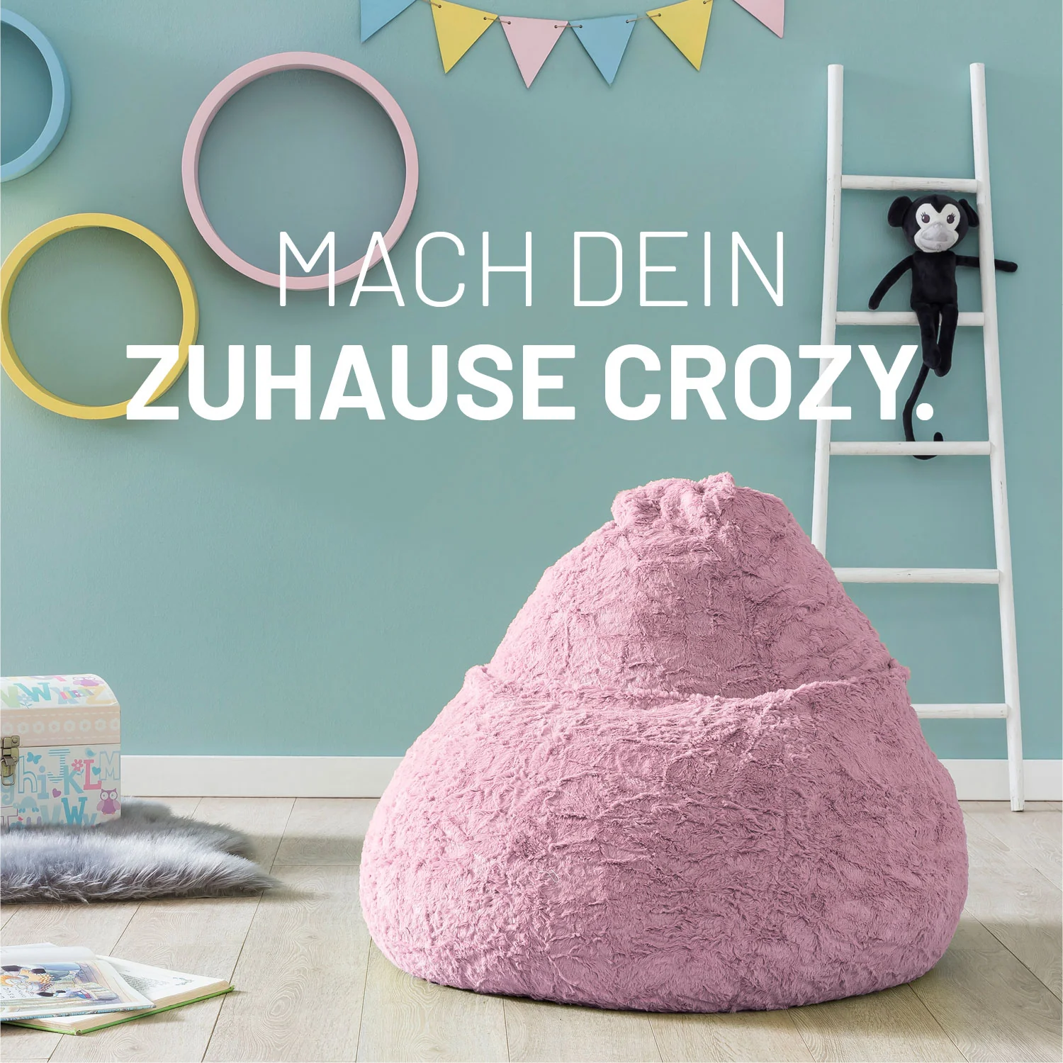 Luxury Fluffy Sitzsack (120 L) - indoor - Pastel Pink - Image 3