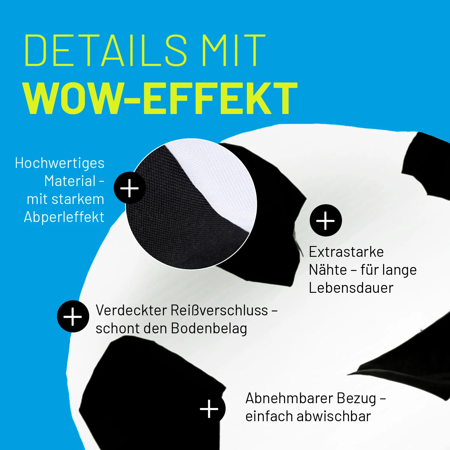 Luxury Fußball Sitzsack (170 L) - indoor & outdoor - Image 4