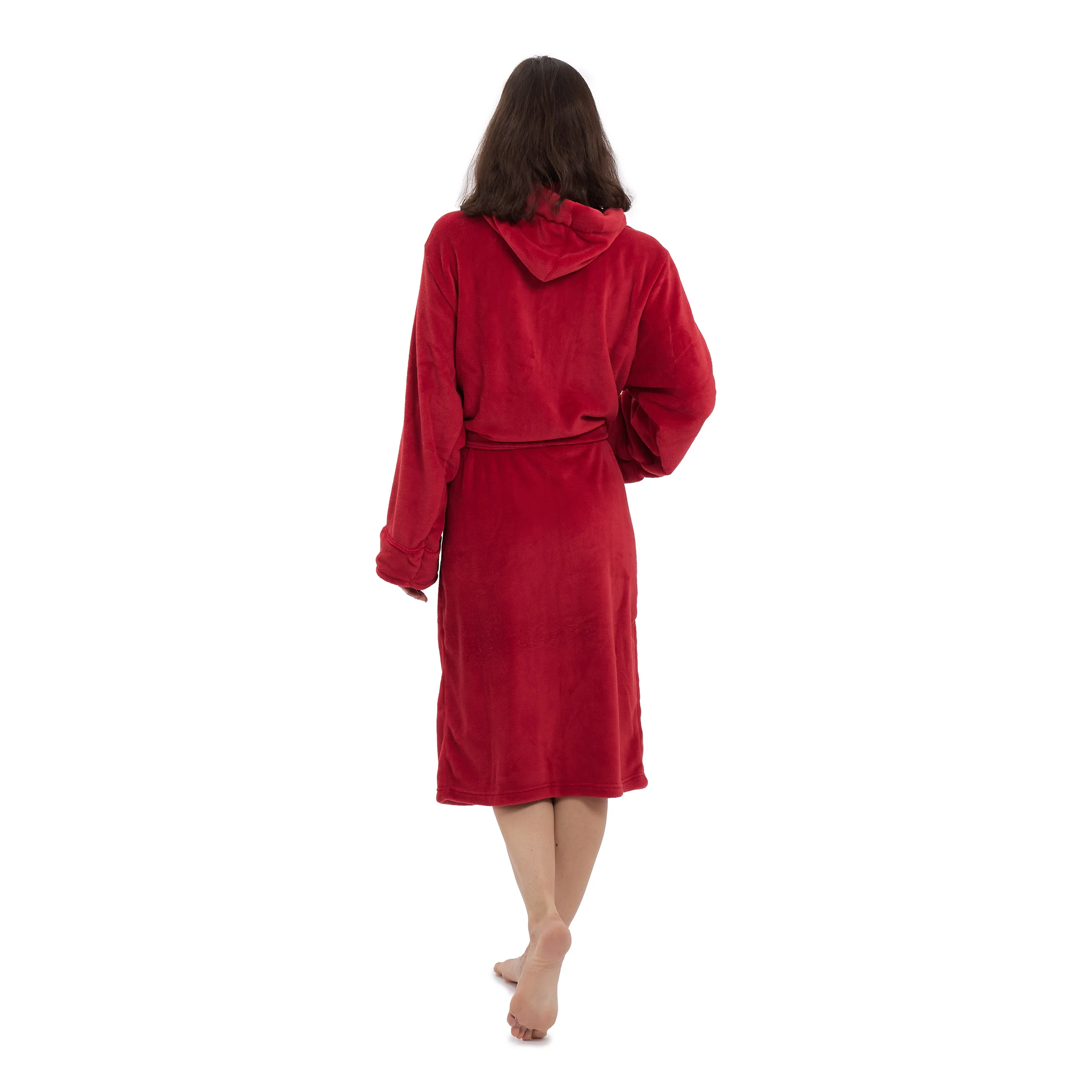 Luxury Mikrofaser Bademantel mit Kapuze für Damen und Herren - Rot - Größe XXL - Image 6