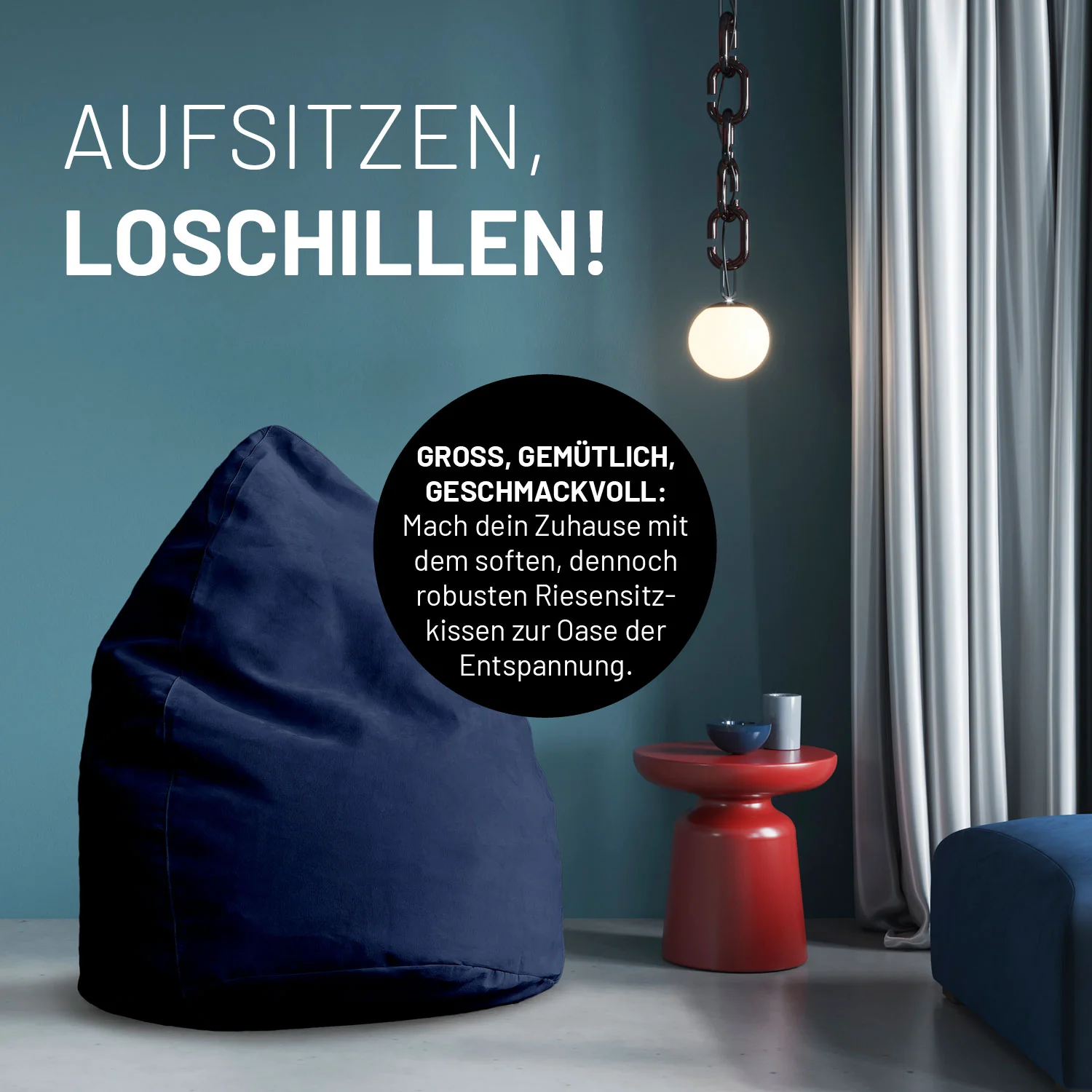 Luxury XL PLUS Sitzsack (220 L) - indoor - Dunkelblau - Image 6